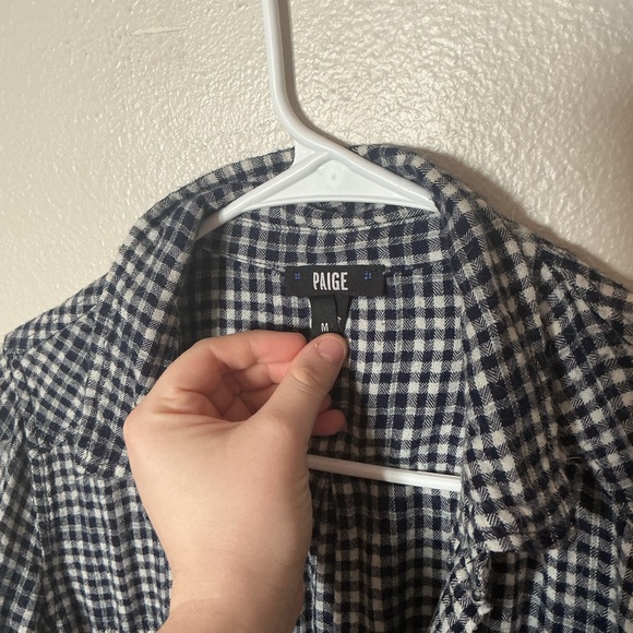 PAIGE Black and White Gingham Button Down Shirt Women’s Medium cabincore - Picture 5 of 6